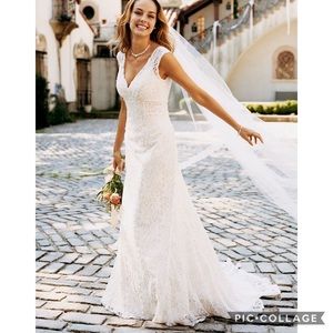 David’s bridal wedding all over beaded lace gown